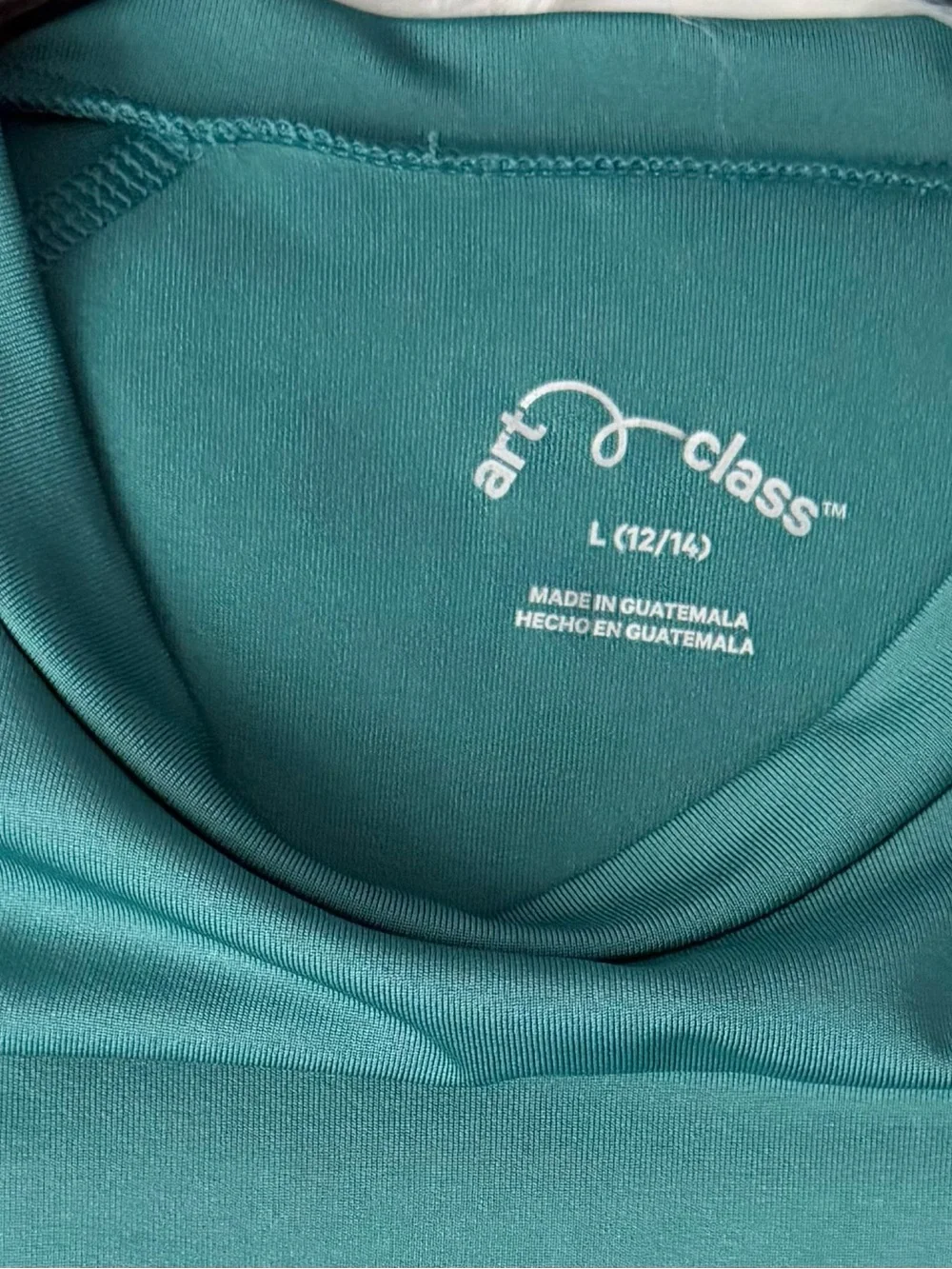 Art class Boys Teal long-sleeve Rashguard Top, Size L(12-14)